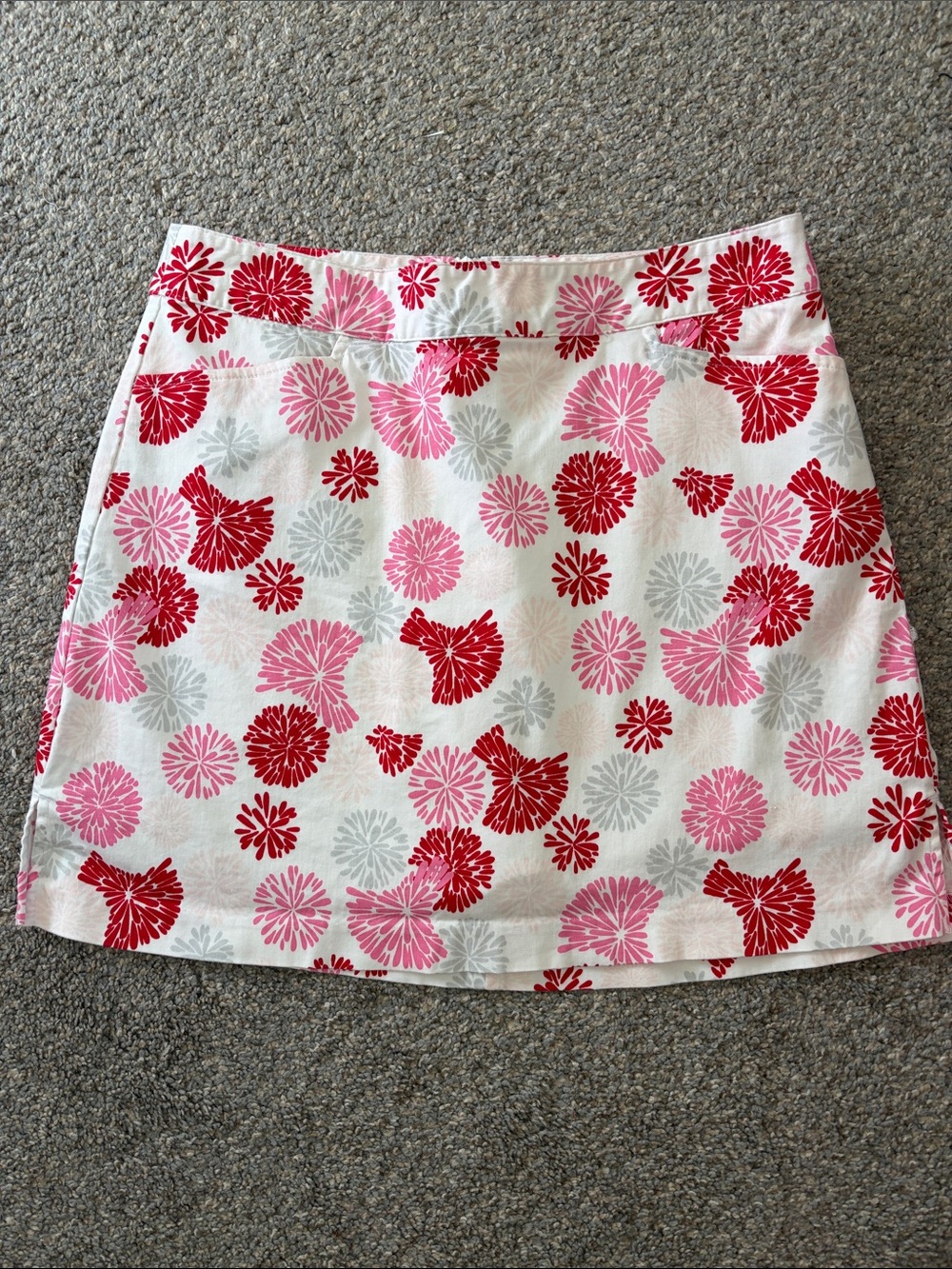 Lady Hagen Pink & Red Floral Mini Skirt Breast Cancer